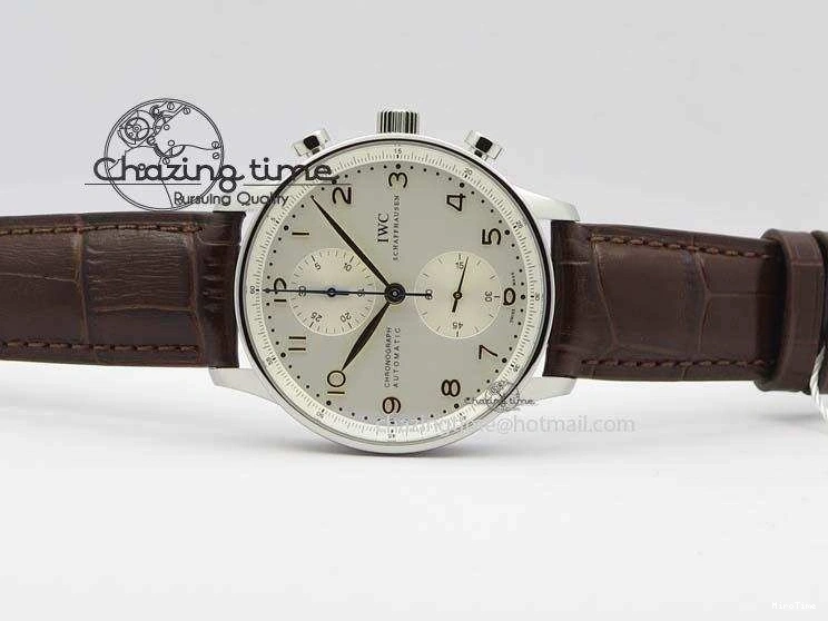 MIROTIME 1219 ModernLook Portuguese IW371445 ZF 1:1 Best Edition SS White Dial Gold Markers On Brown Leather Strap A79350 V 7269